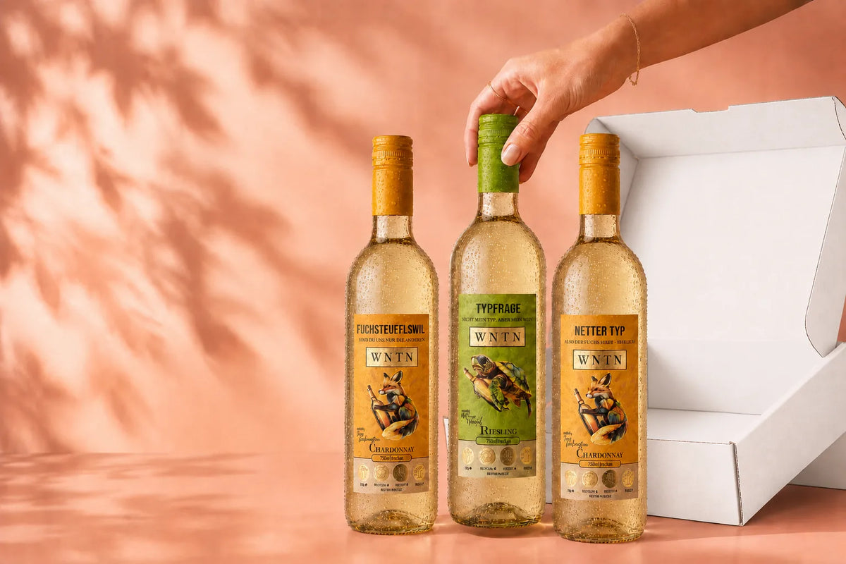 WNTN Deine eigene 3er Box in nachhaltiger Wein-Pfandflasche und Geschenkbox