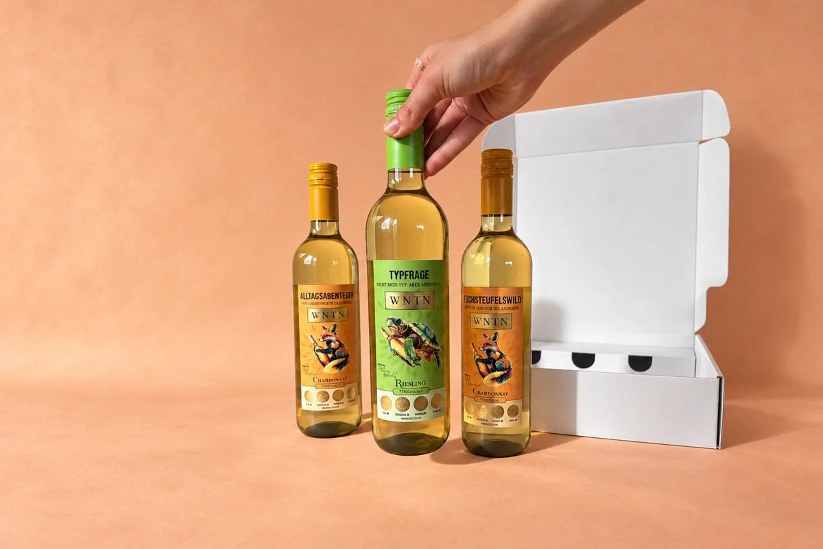 WNTN Deine eigene 3er Box in nachhaltiger Wein-Pfandflasche und Geschenkbox
