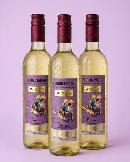 WNTN Bacchus mild in nachhaltiger Wein-Pfandflasche und Geschenkbox