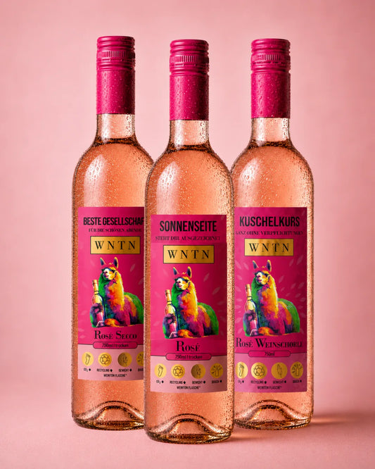 WNTN Be My Alpaka 3er Box in nachhaltiger Wein-Pfandflasche und Geschenkbox