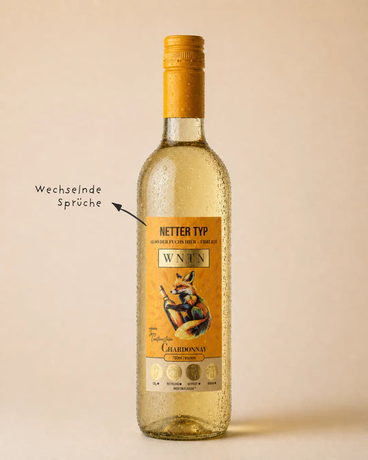 WNTN Chardonnay trocken in nachhaltiger Wein-Pfandflasche und Geschenkbox
