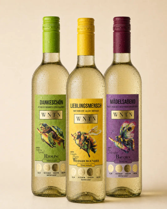 WNTN Kiss, Marry, Kill 3er Box in nachhaltiger Wein-Pfandflasche und Geschenkbox