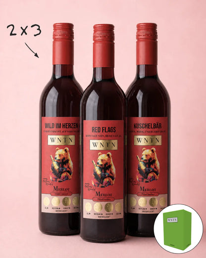 WNTN Merlot trocken in nachhaltiger Wein-Pfandflasche und Geschenkbox