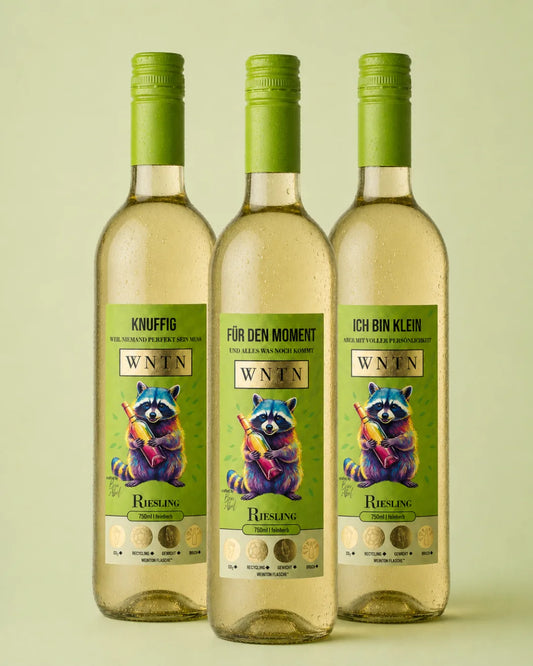 WNTN Riesling feinherb in nachhaltiger Wein-Pfandflasche und Geschenkbox