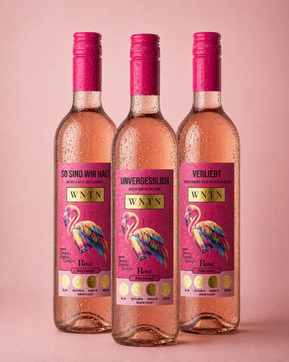 WNTN Rose feinherb in nachhaltiger Wein-Pfandflasche und Geschenkbox