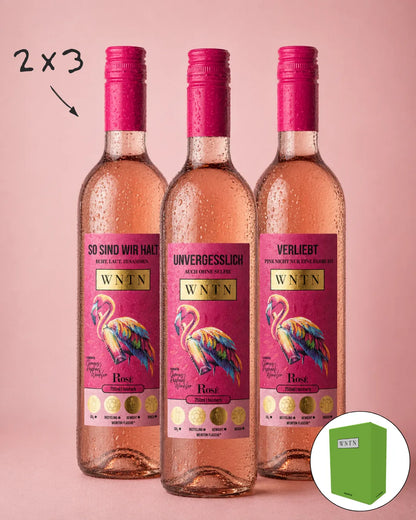 WNTN Rose feinherb in nachhaltiger Wein-Pfandflasche und Geschenkbox