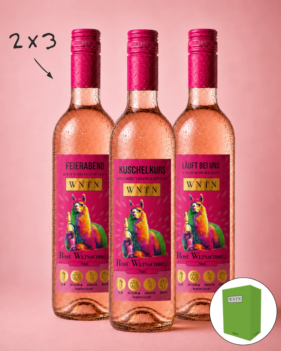 WNTN Rose Weinschorle in nachhaltiger Wein-Pfandflasche und Geschenkbox