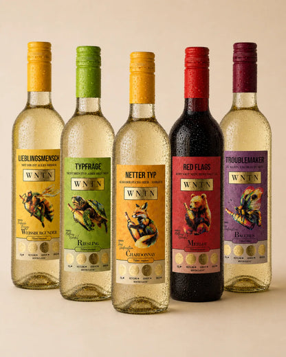 WNTN 5er Starter Pack in nachhaltiger Wein-Pfandflasche und Geschenkbox
