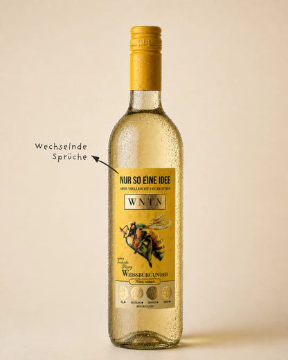 WNTN Weißburgunder feinherb in nachhaltiger Wein-Pfandflasche und Geschenkbox