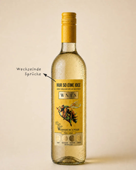 WNTN Weißburgunder feinherb in nachhaltiger Wein-Pfandflasche und Geschenkbox