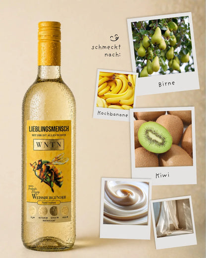 WNTN Weißburgunder feinherb in nachhaltiger Wein-Pfandflasche und Geschenkbox