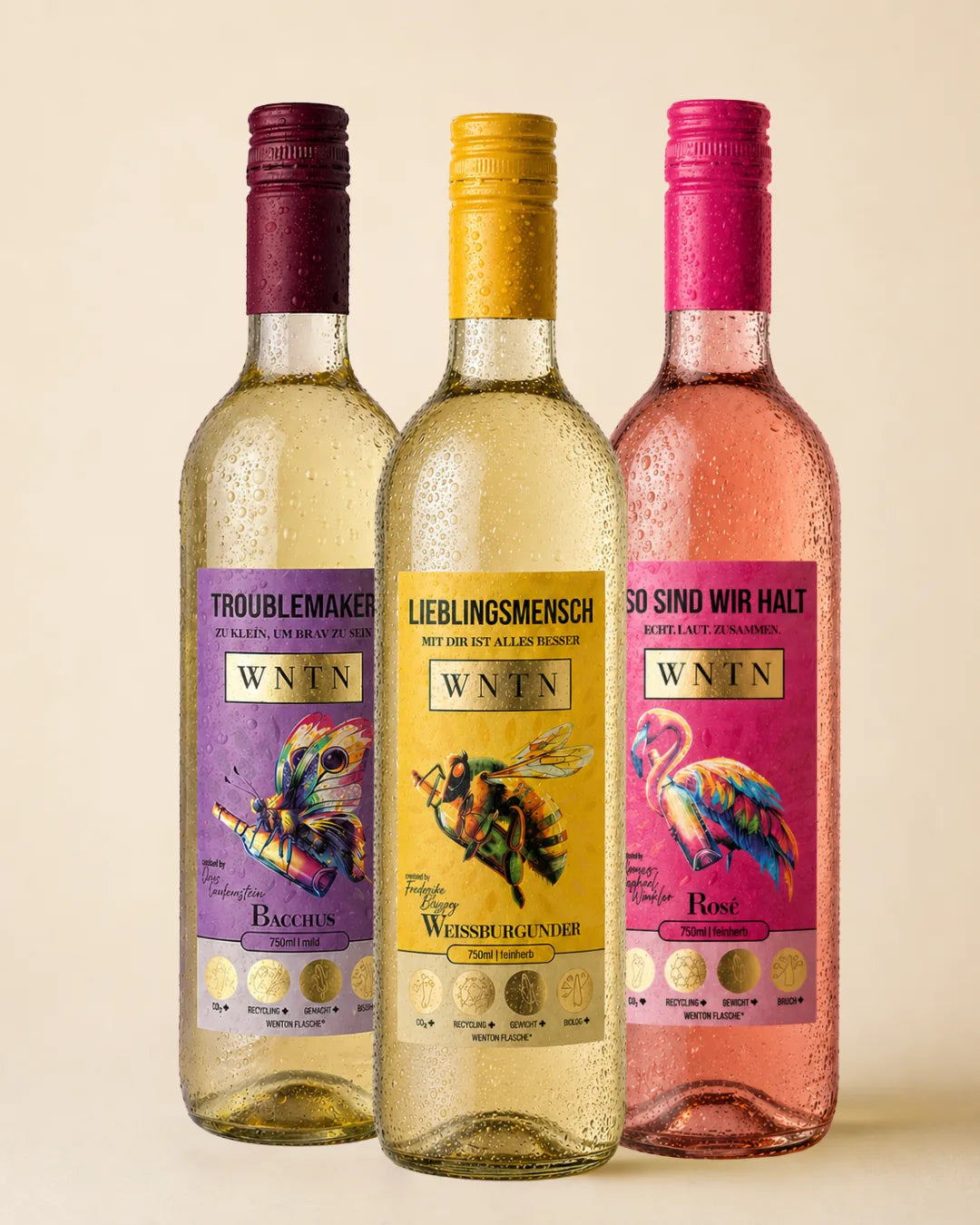 WNTN Wine High Club 3er Box in nachhaltiger Wein-Pfandflasche und Geschenkbox